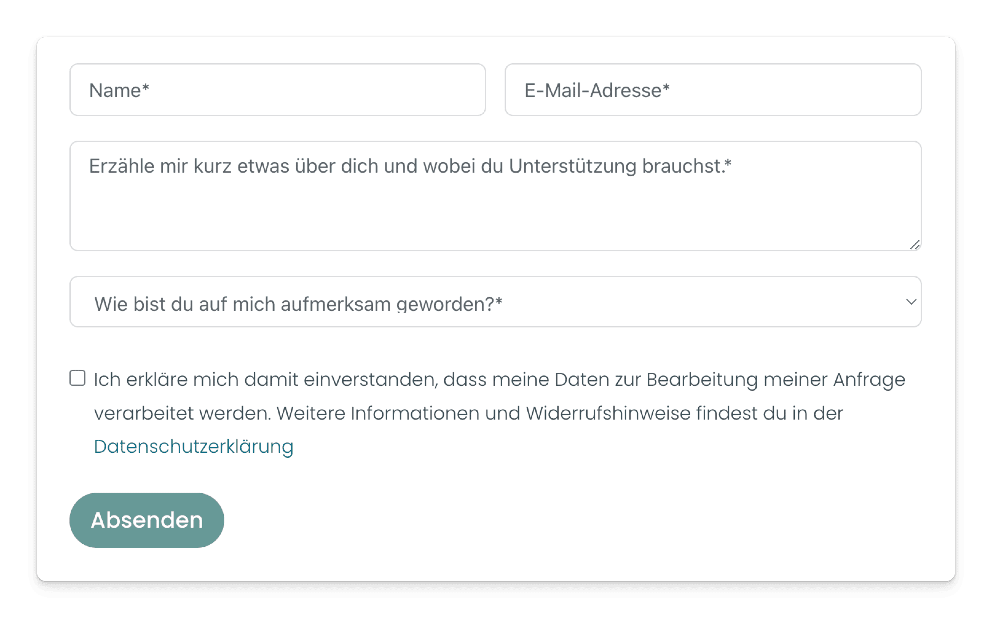 Screenshot eines Kontaktformulars, das mit Fluent Forms, einem der besten WordPress-Plugins für Formulare erstellt wurde.